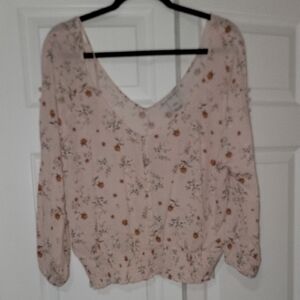 American Rag Pink 3/4 Sleeve Ruffled Blouse